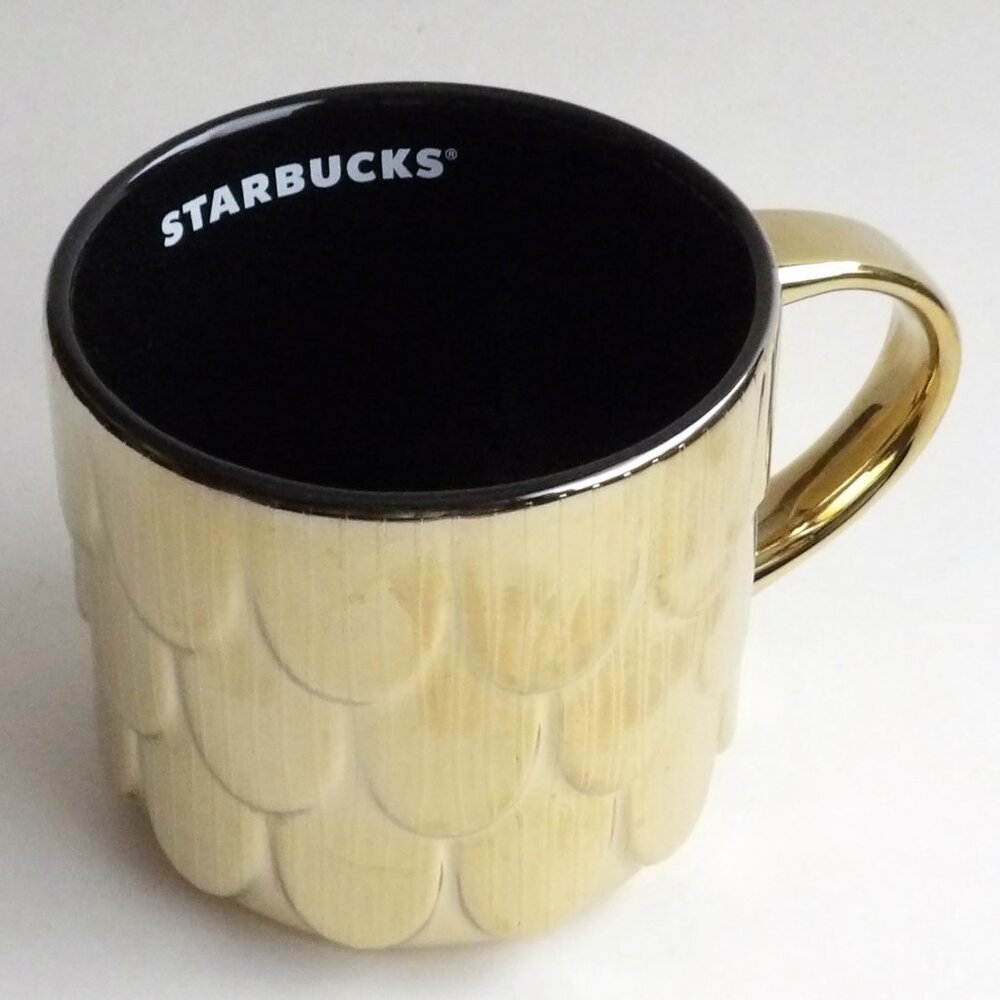 Starbucks 2019 Holiday Metallic Gold Scales Coffee Mug 14 oz. - Picture 2 of 8